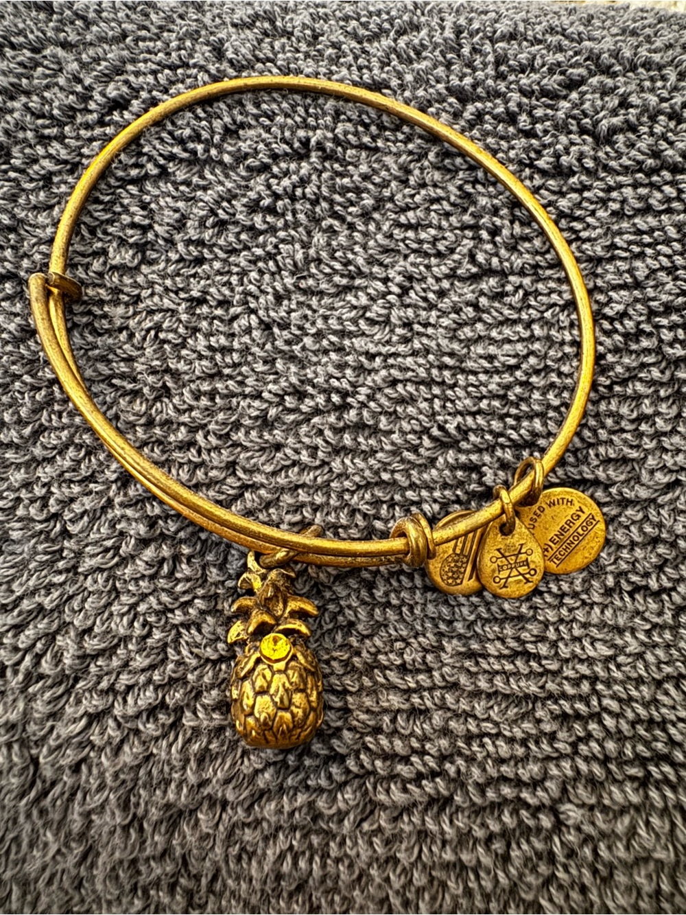 Alex and Ani Gold Pineapple Charm Bangle Bracelet